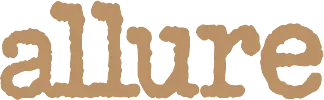 Allure magazine logo in gold textured lettering